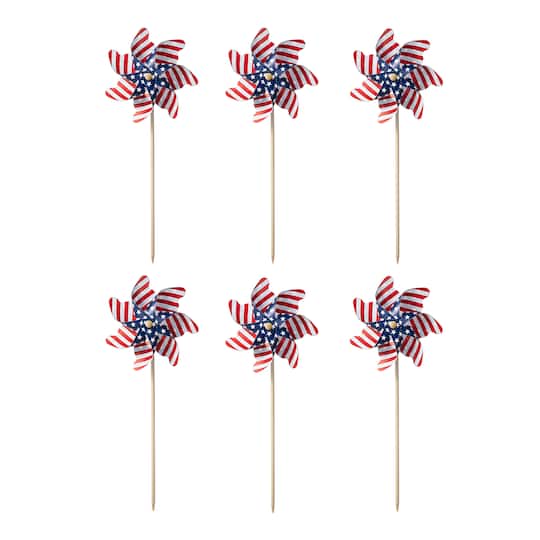 Glitzhome&#xAE; 24&#x22; Stars &#x26; Stripes Patriotic Windmills, 6ct.